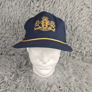 Cali-Fame Wentworth Founder Hat‎ Mens OSFA Navy Blue Vintage Snapback Gold Rope